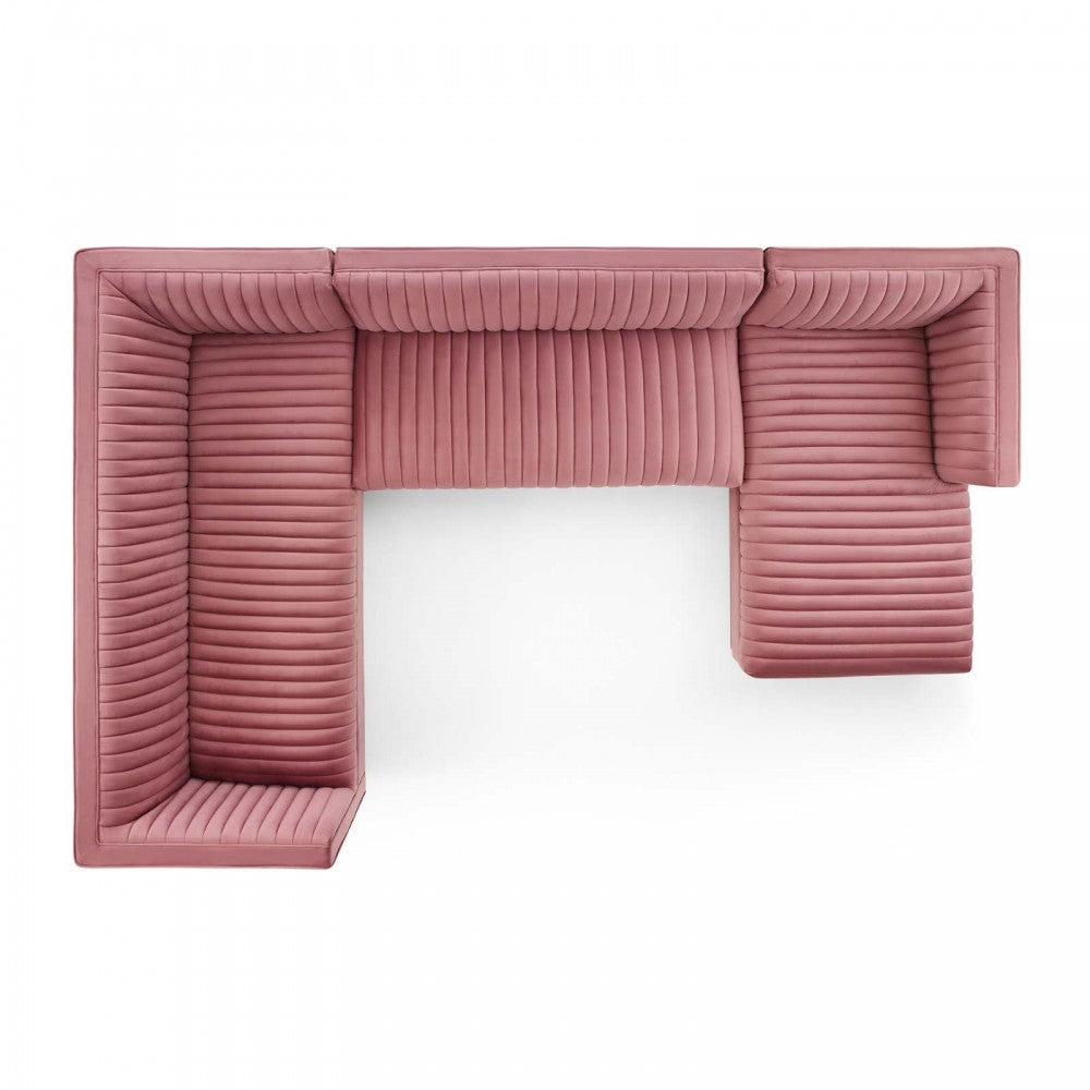 Sanguine 3 Piece Performance Velvet Sectional Sofa Set, Dusty Rose