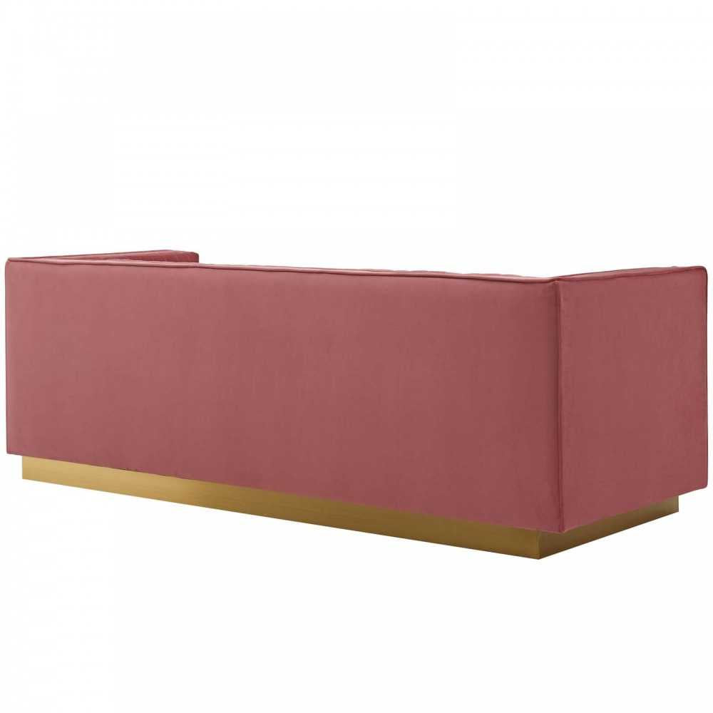 Sanguine Vertical Channel Tufted Upholstered Performance Velvet Sofa and Armchair Set, Dusty Rose