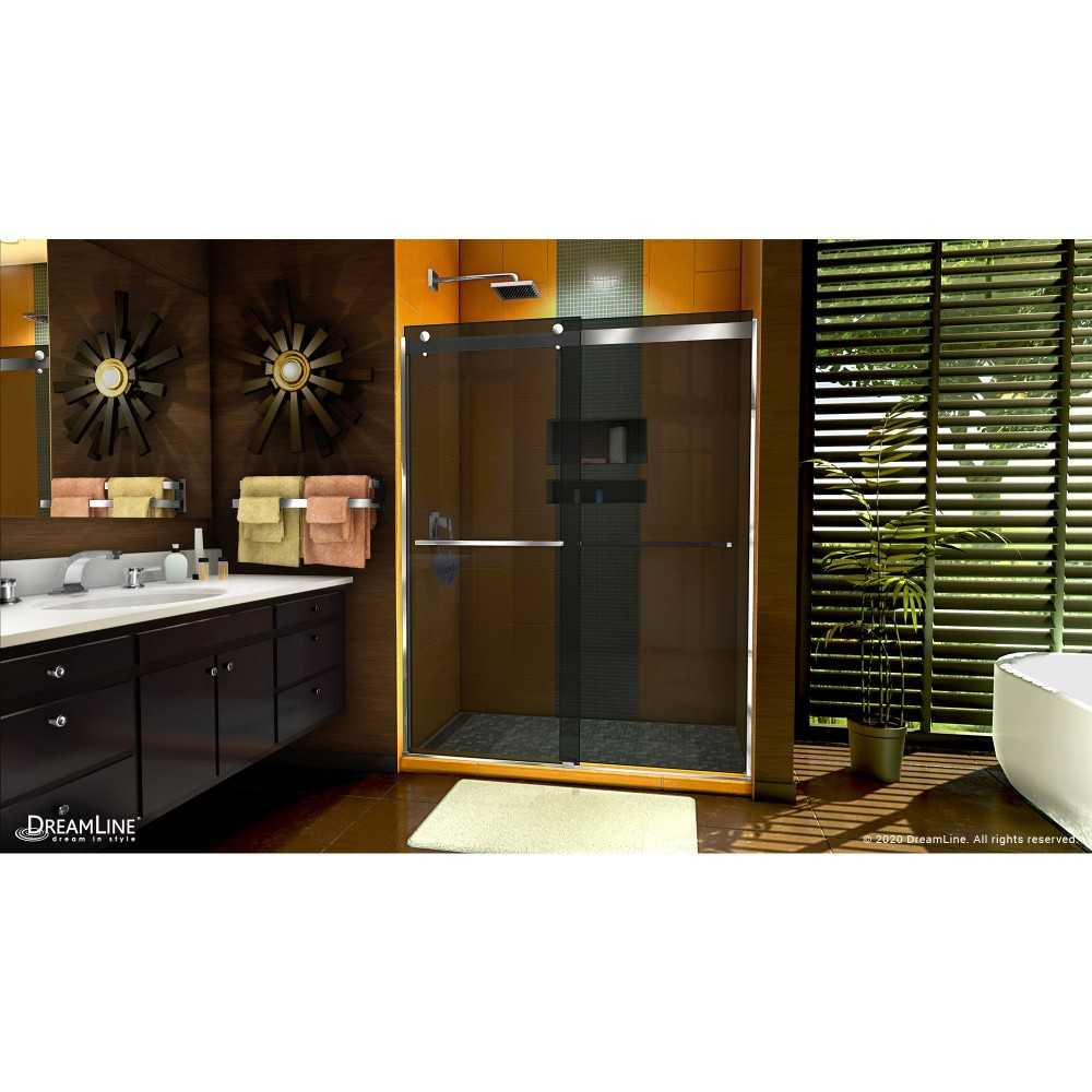 Sapphire 56-60 in. W x 76 in. H Semi-Frameless Bypass Shower Door in Chrome and Gray Glass