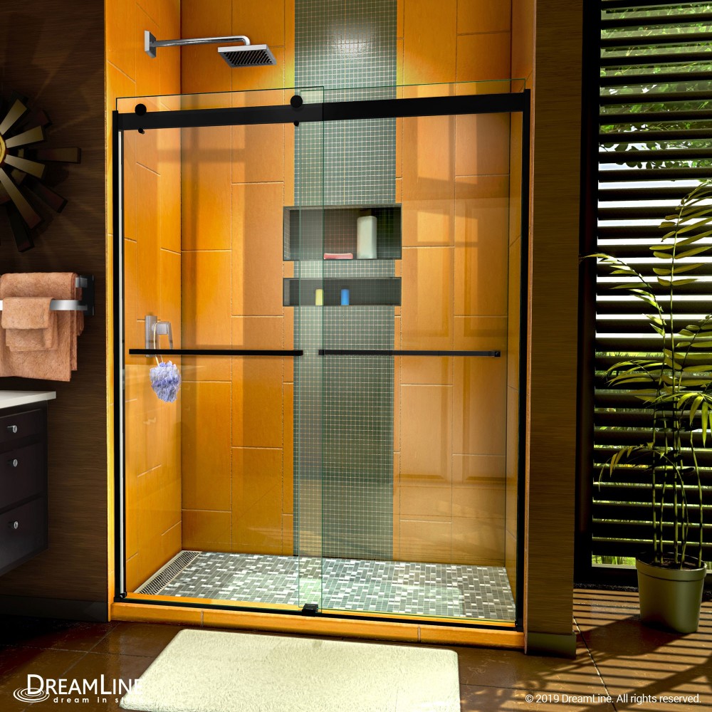 Sapphire 56-60 in. W x 76 in. H Semi-Frameless Bypass Shower Door in Satin Black