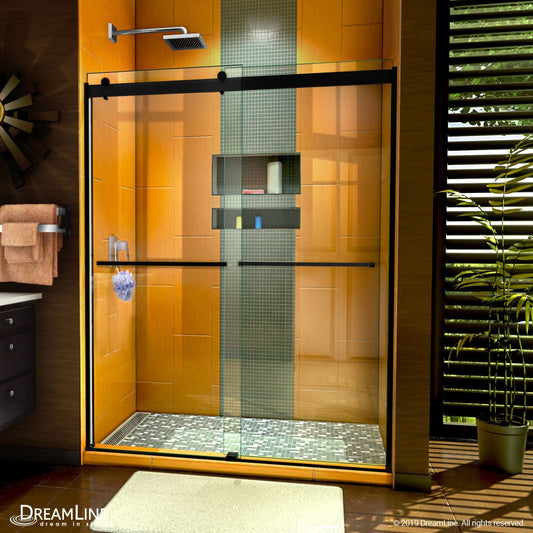 Sapphire 56-60 in. W x 76 in. H Semi-Frameless Bypass Shower Door in Satin Black