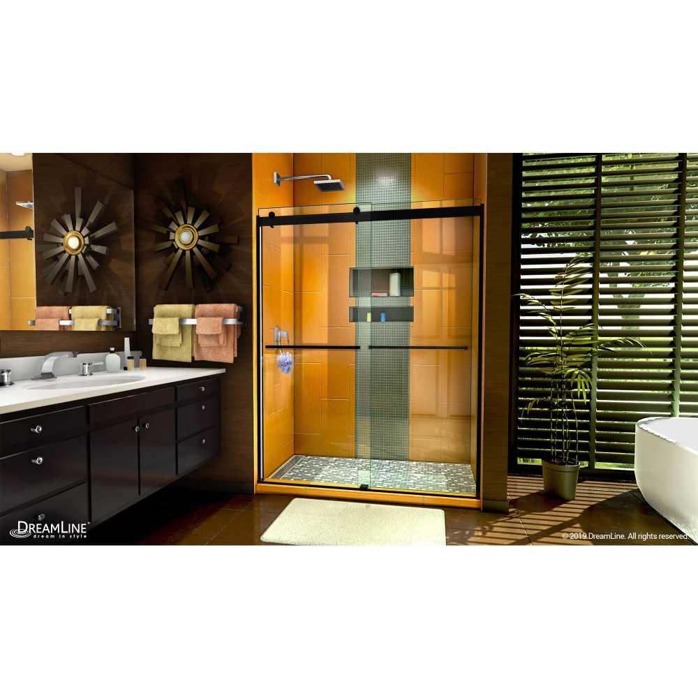 Sapphire 56-60 in. W x 76 in. H Semi-Frameless Bypass Shower Door in Satin Black