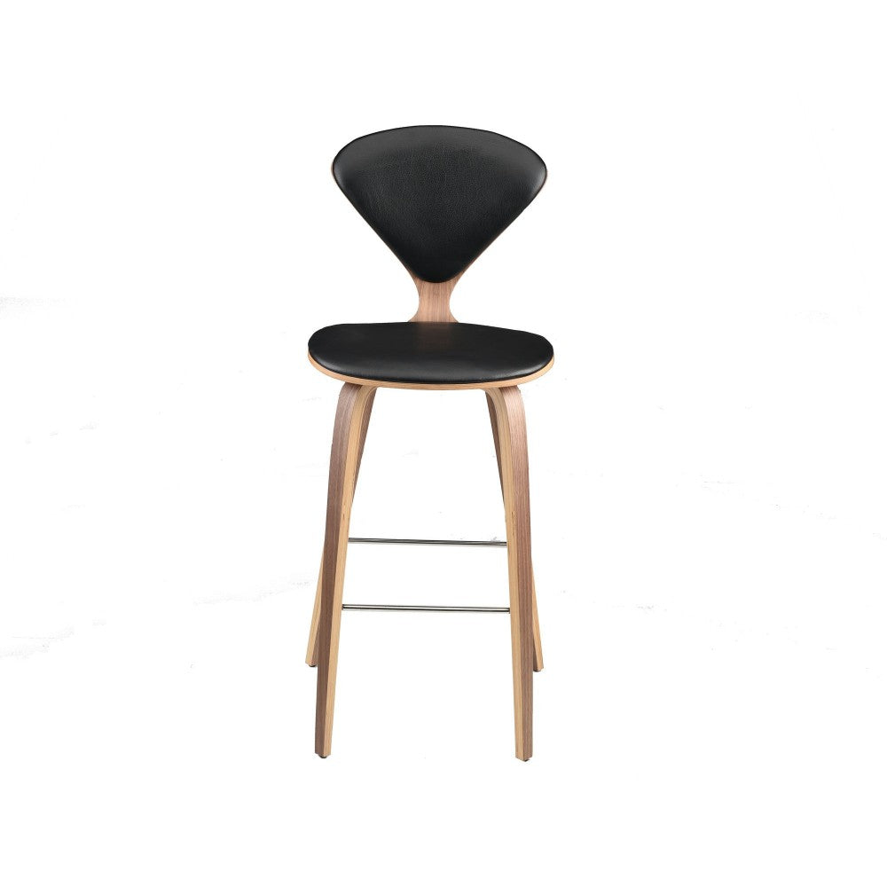 Satine Black Leather Bar Stool