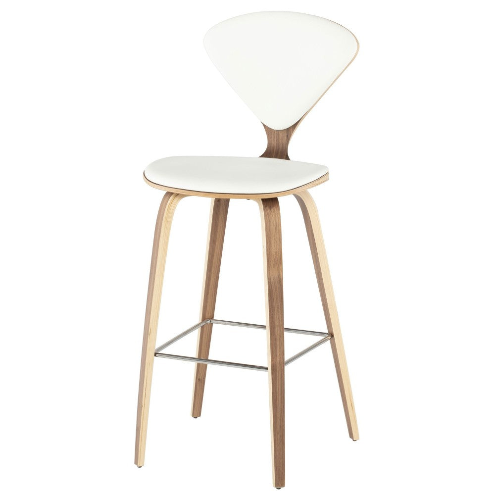 Satine White Leather Bar Stool