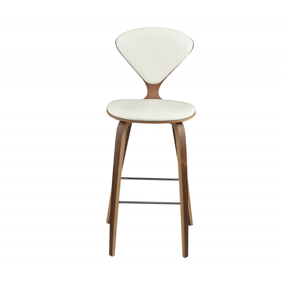 Satine White Leather Bar Stool