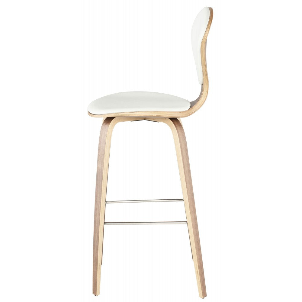 Satine White Leather Bar Stool