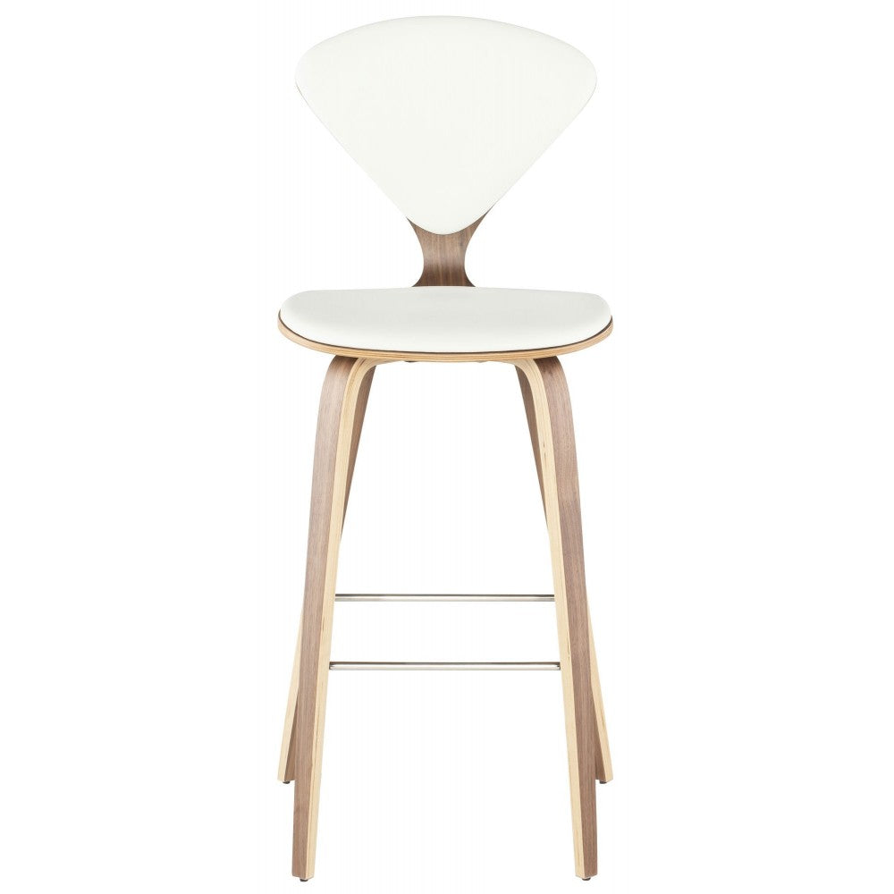 Satine White Leather Bar Stool