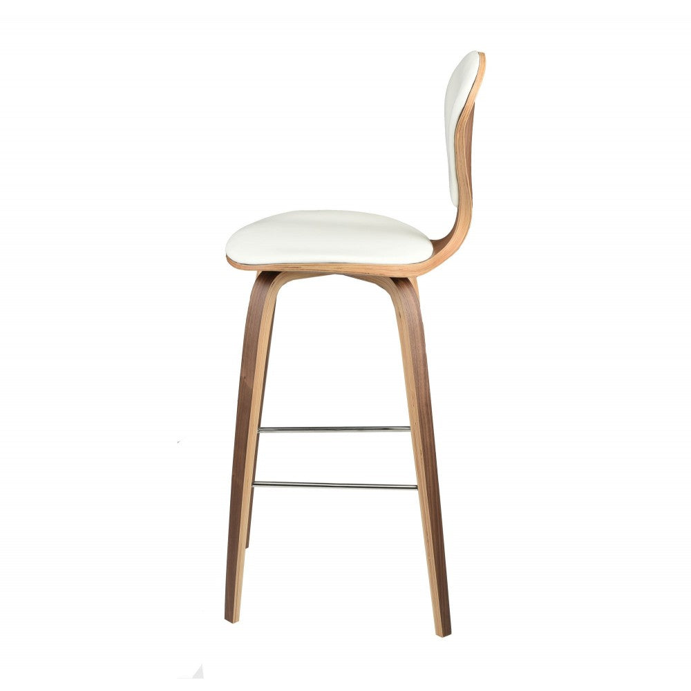 Satine White Leather Bar Stool