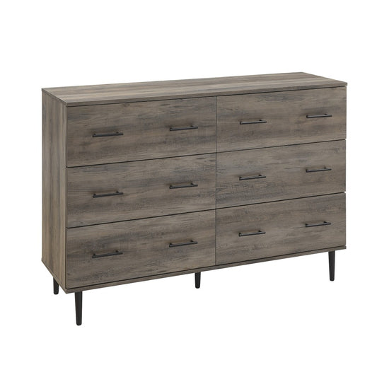 Savanna Modern Wood 6 Drawer Dresser - Gray Wash