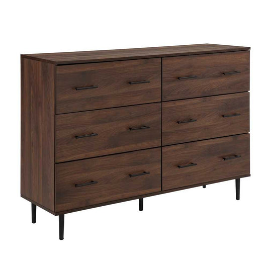Savanna Modern Wood 6 Drawer Dresser - Dark Walnut