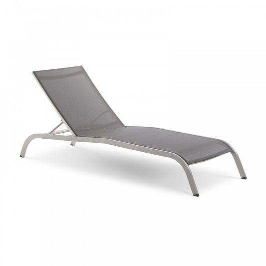 Savannah Mesh Chaise Outdoor Patio Aluminum Lounge Chair, Gray