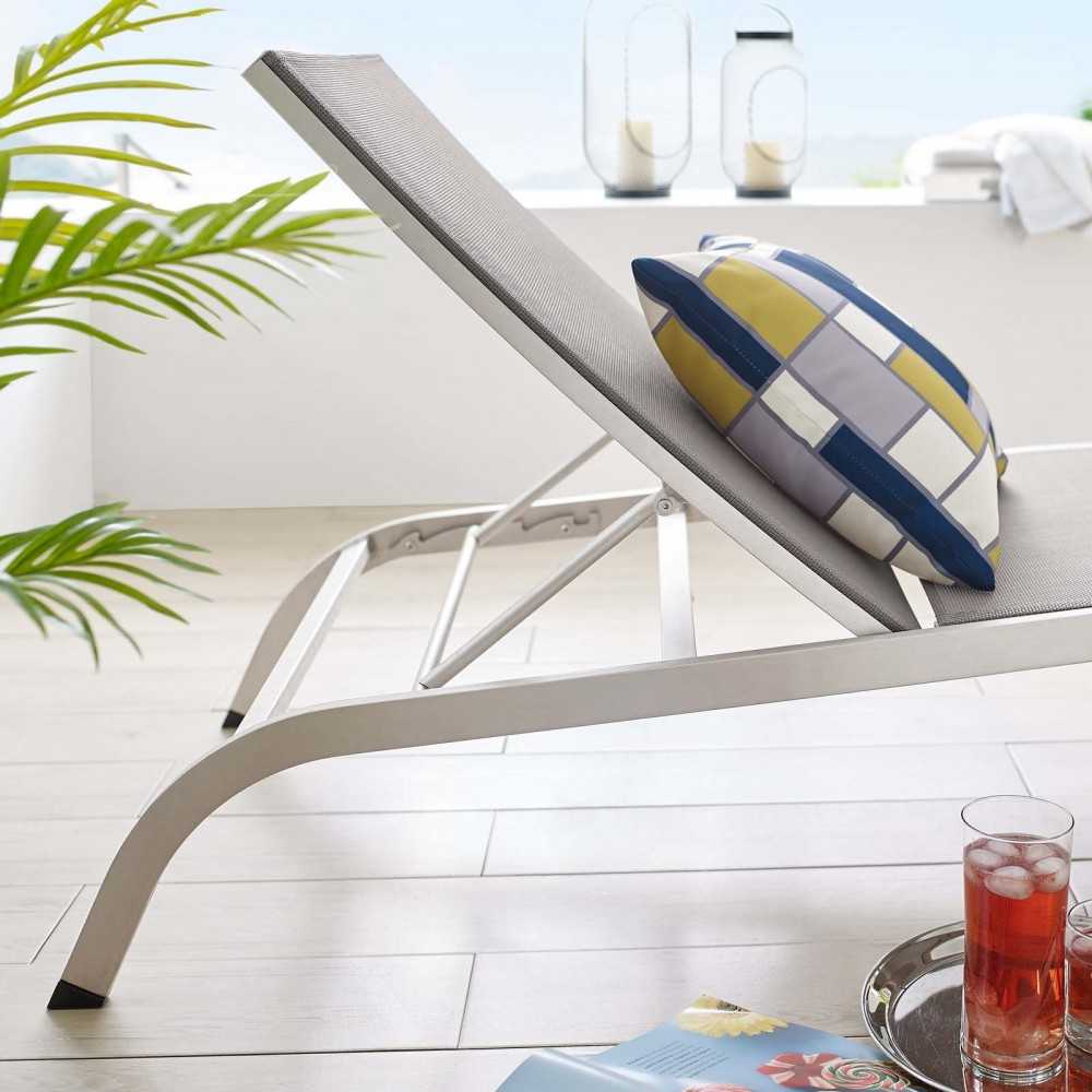Savannah Mesh Chaise Outdoor Patio Aluminum Lounge Chair, Gray