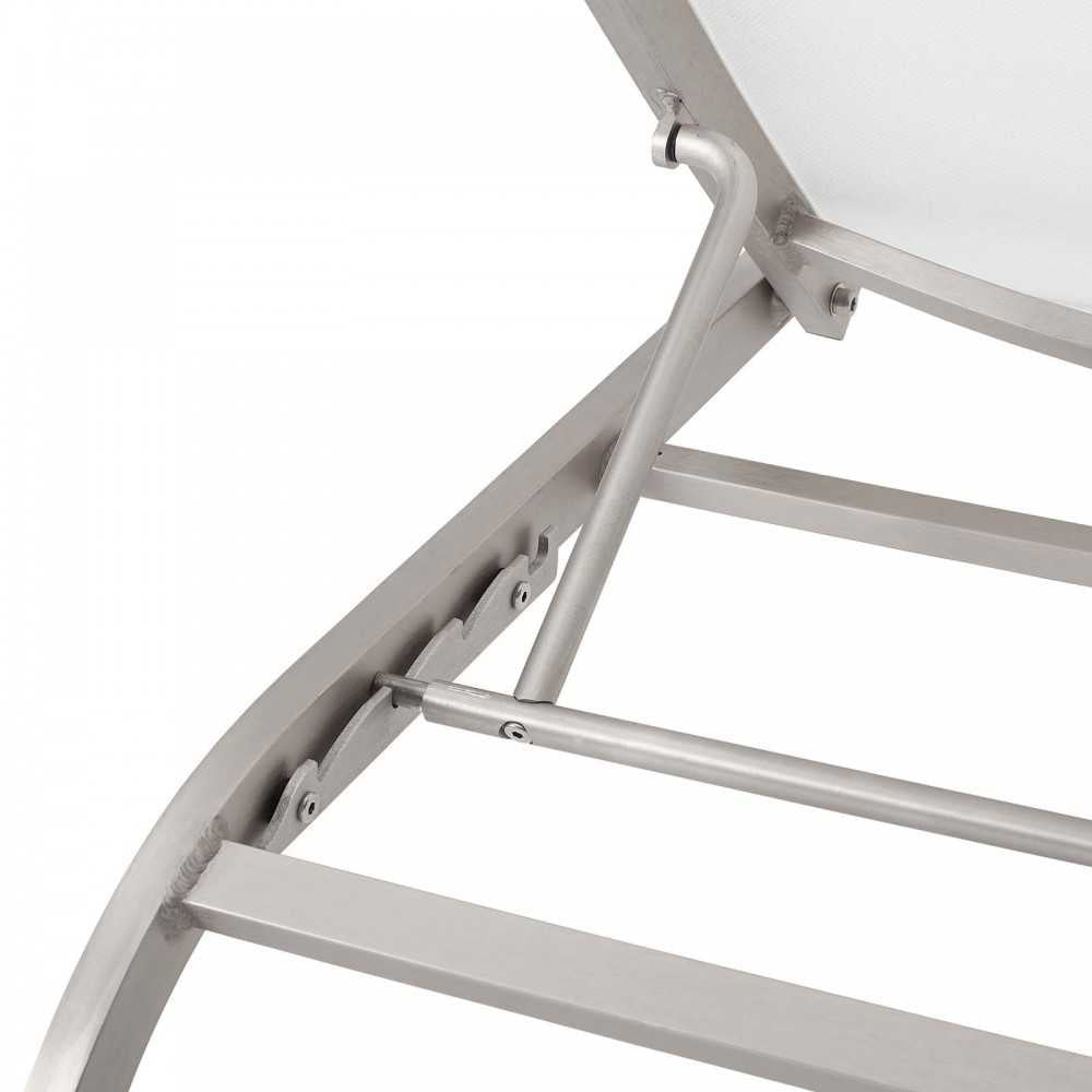 Savannah Mesh Chaise Outdoor Patio Aluminum Lounge Chair, White