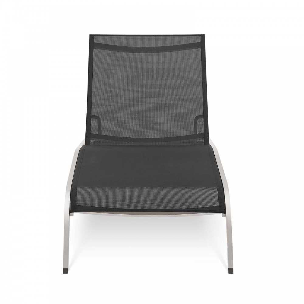 Savannah Mesh Chaise Outdoor Patio Aluminum Lounge Chair, Black