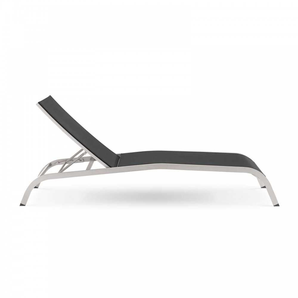 Savannah Mesh Chaise Outdoor Patio Aluminum Lounge Chair, Black