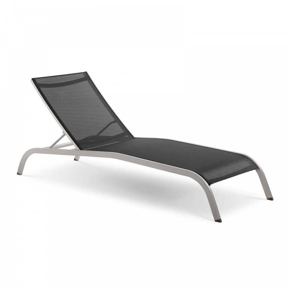 Savannah Outdoor Patio Mesh Chaise Lounge Set of 4, Black