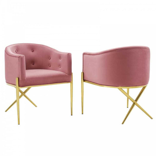 Savour Accent Dining Armchair Performance Velvet Set of 2, Dusty Rose