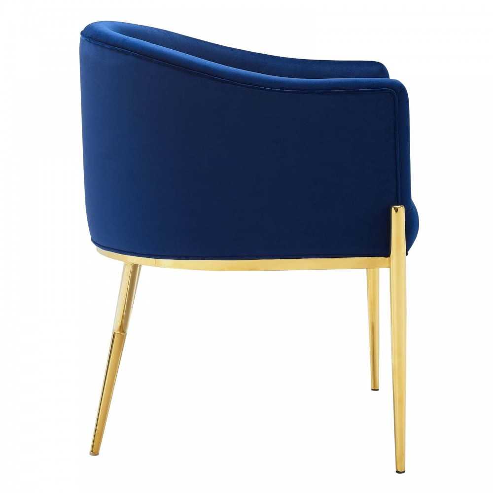 Savour Accent Dining Armchair Performance Velvet Set of 2, Navy