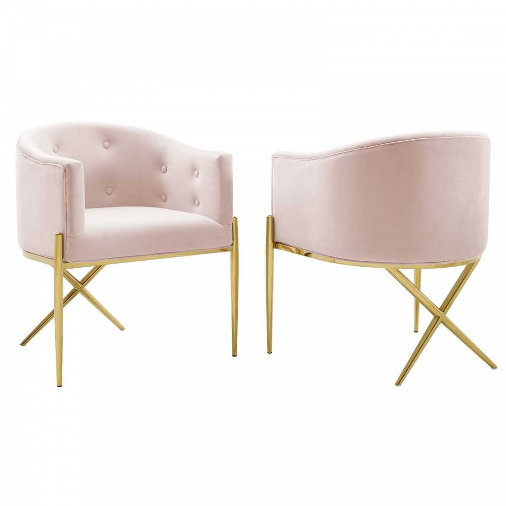 Savour Accent Dining Armchair Performance Velvet Set of 2, Pink