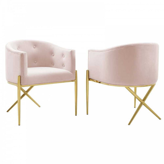Savour Accent Dining Armchair Performance Velvet Set of 2, Pink