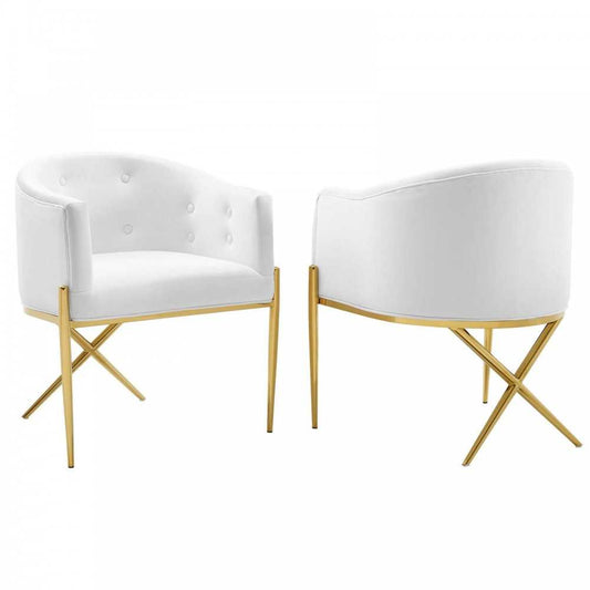 Savour Accent Dining Armchair Performance Velvet Set of 2, White