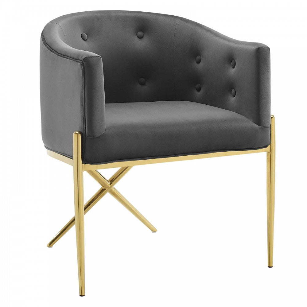 Savour Accent Dining Armchair Performance Velvet Set of 2, Charcoal