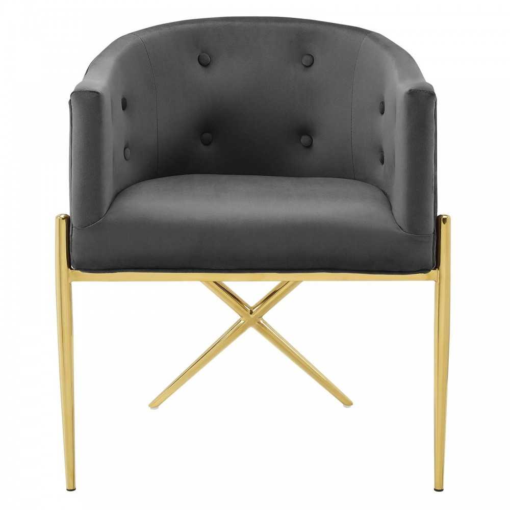 Savour Accent Dining Armchair Performance Velvet Set of 2, Charcoal