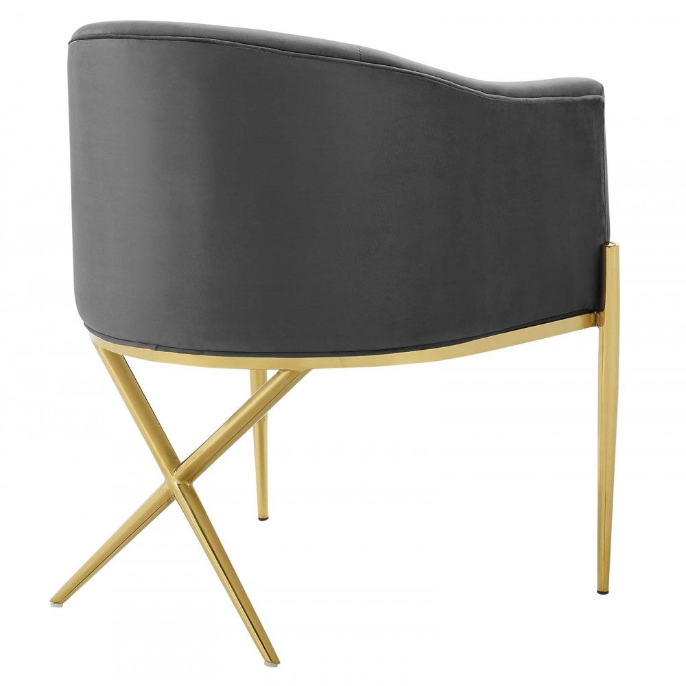 Savour Accent Dining Armchair Performance Velvet Set of 2, Charcoal