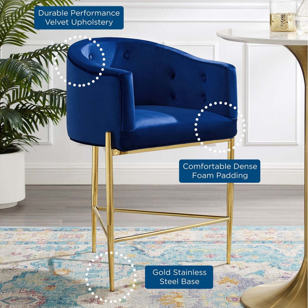 Savour Tufted Counter Stool, Navy