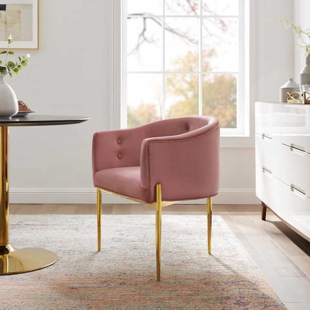 Savour Tufted Performance Velvet Accent Chair, Dusty Rose
