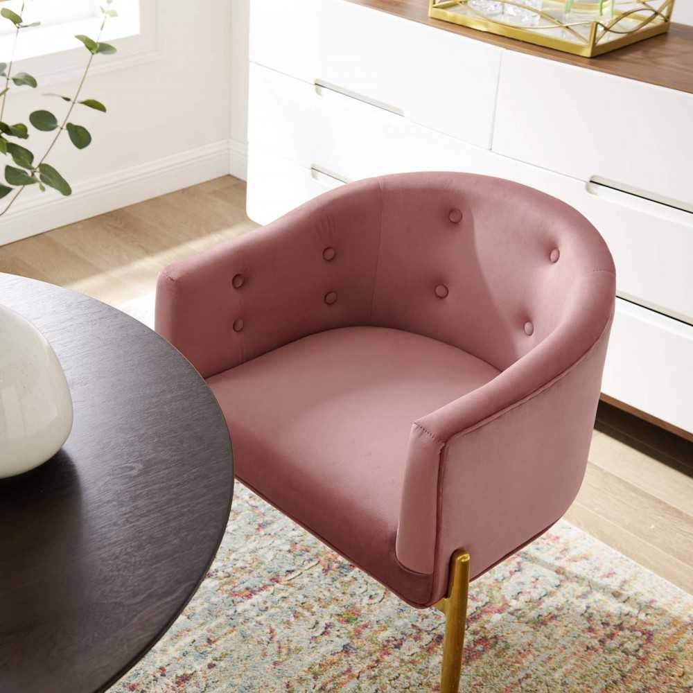 Savour Tufted Performance Velvet Accent Chair, Dusty Rose