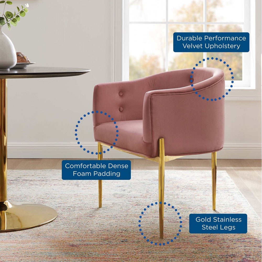 Savour Tufted Performance Velvet Accent Chair, Dusty Rose