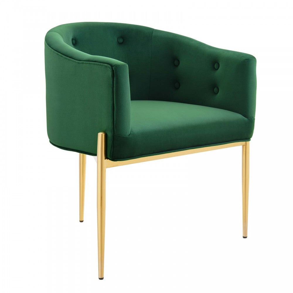 Savour Tufted Performance Velvet Accent Chair, Emerald