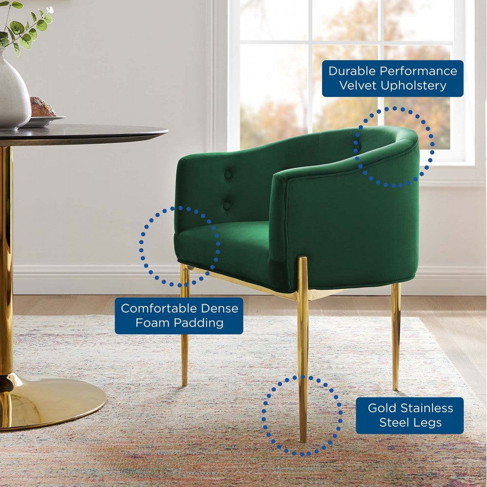 Savour Tufted Performance Velvet Accent Chair, Emerald