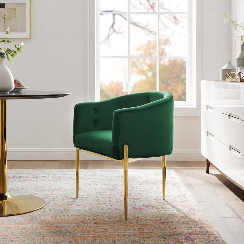 Savour Tufted Performance Velvet Accent Chair, Emerald