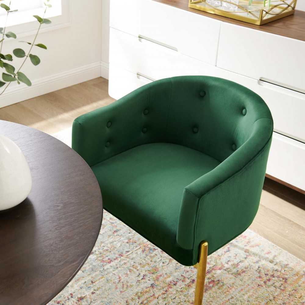 Savour Tufted Performance Velvet Accent Chair, Emerald
