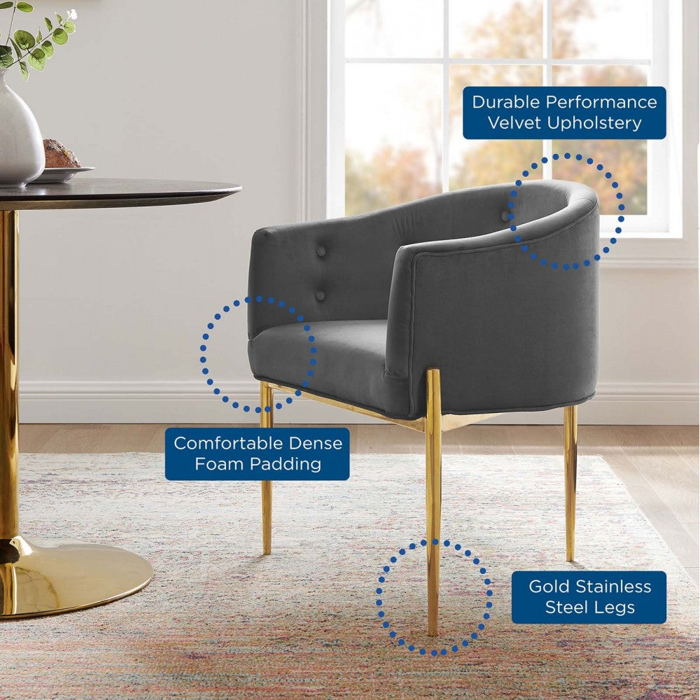 Savour Tufted Performance Velvet Accent Chair, Gray