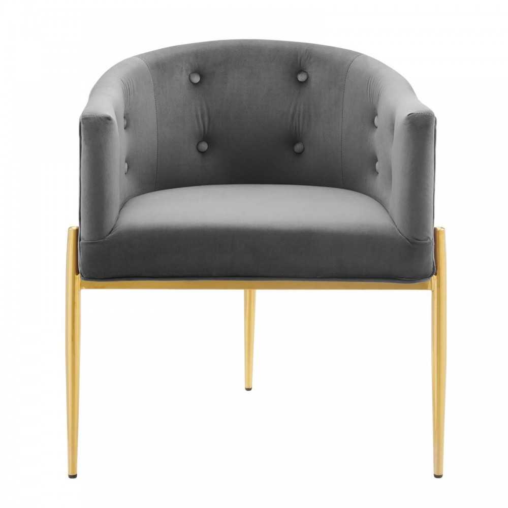 Savour Tufted Performance Velvet Accent Chair, Gray