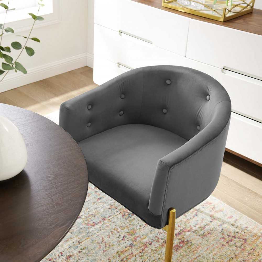 Savour Tufted Performance Velvet Accent Chair, Gray