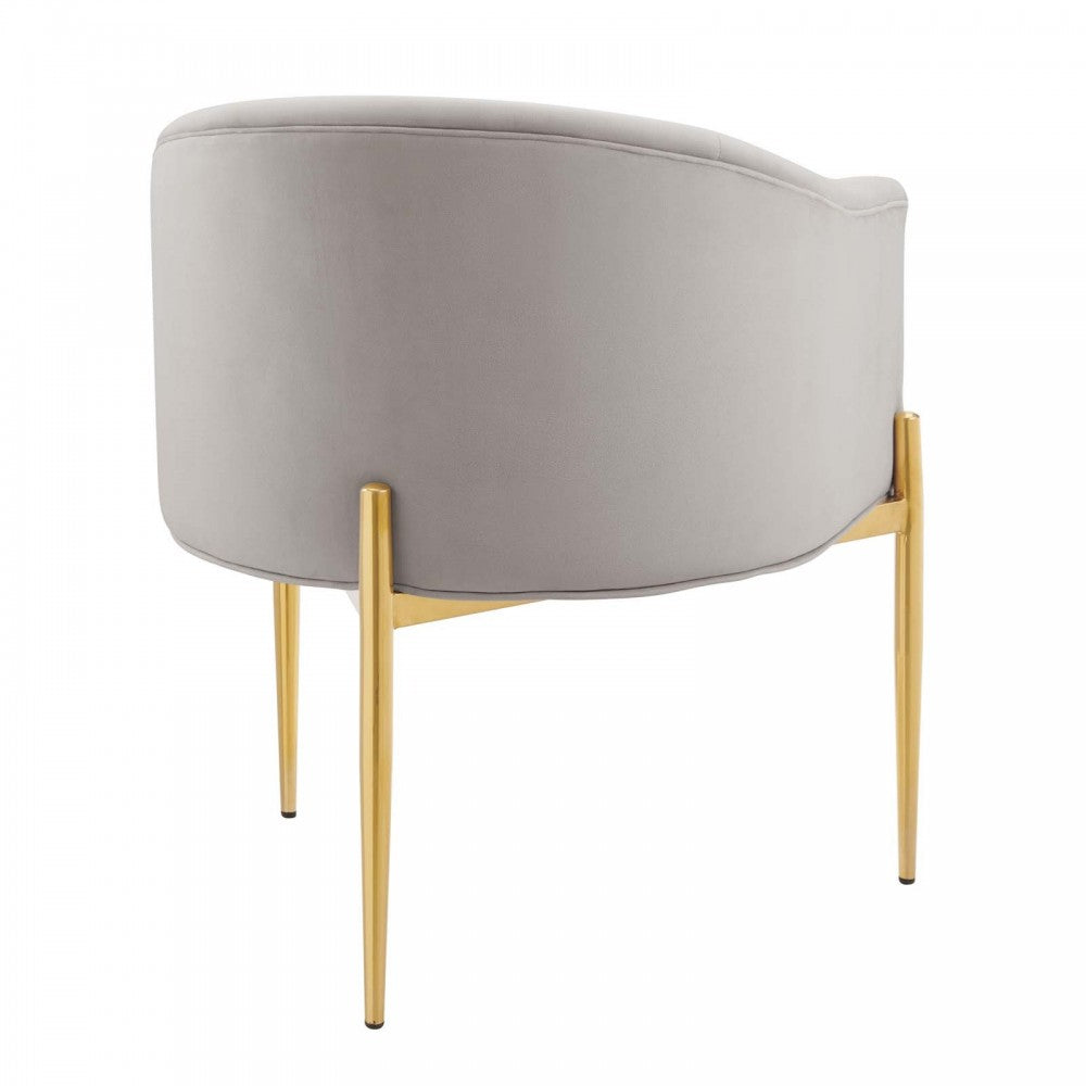 Savour Tufted Performance Velvet Accent Chair, Light Gray
