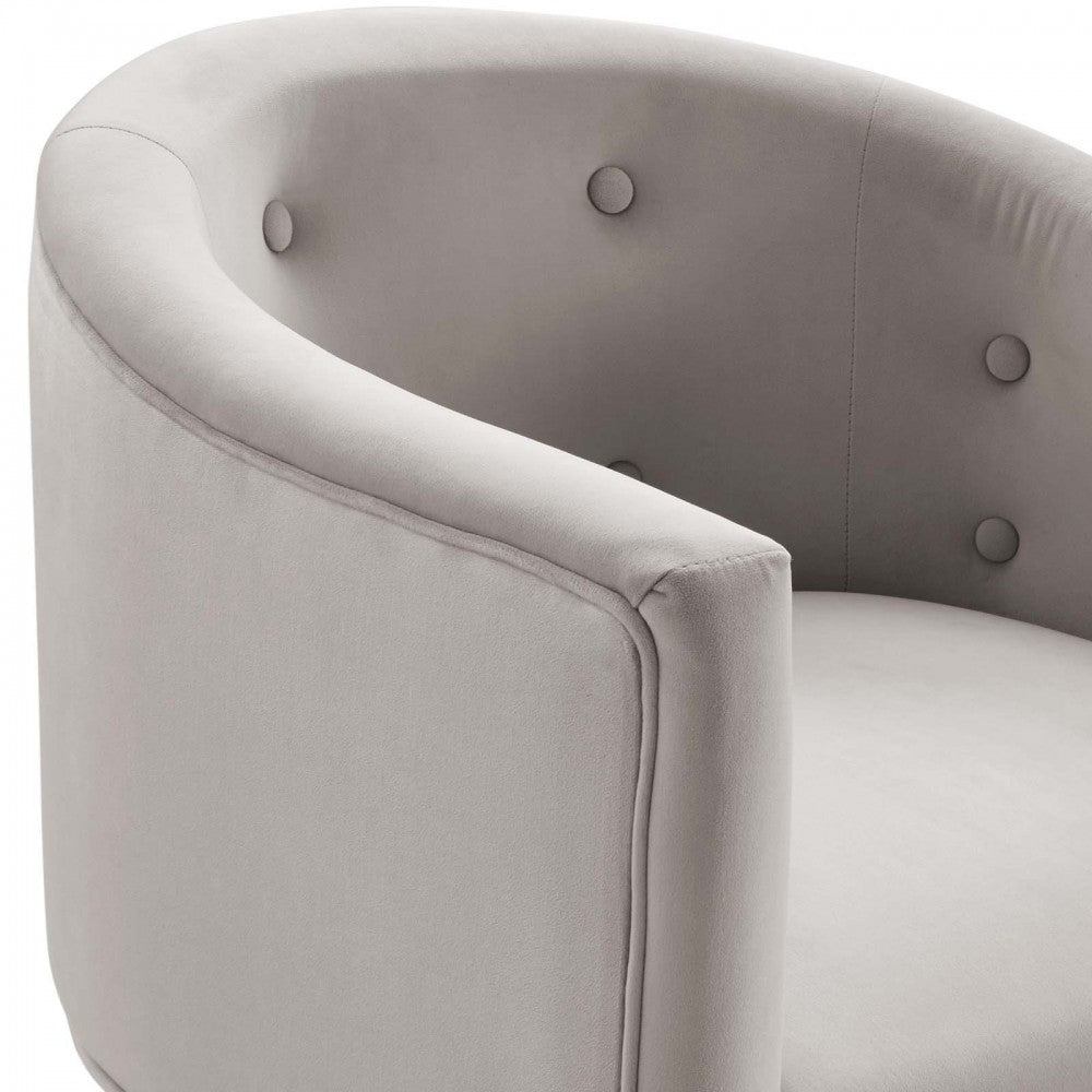 Savour Tufted Performance Velvet Accent Chair, Light Gray