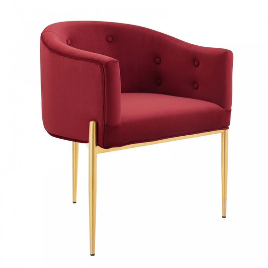 Savour Tufted Performance Velvet Accent Chair, Maroon