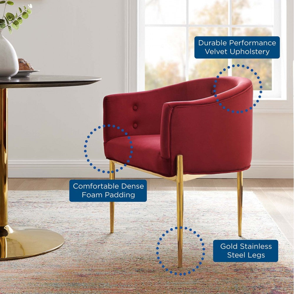 Savour Tufted Performance Velvet Accent Chair, Maroon