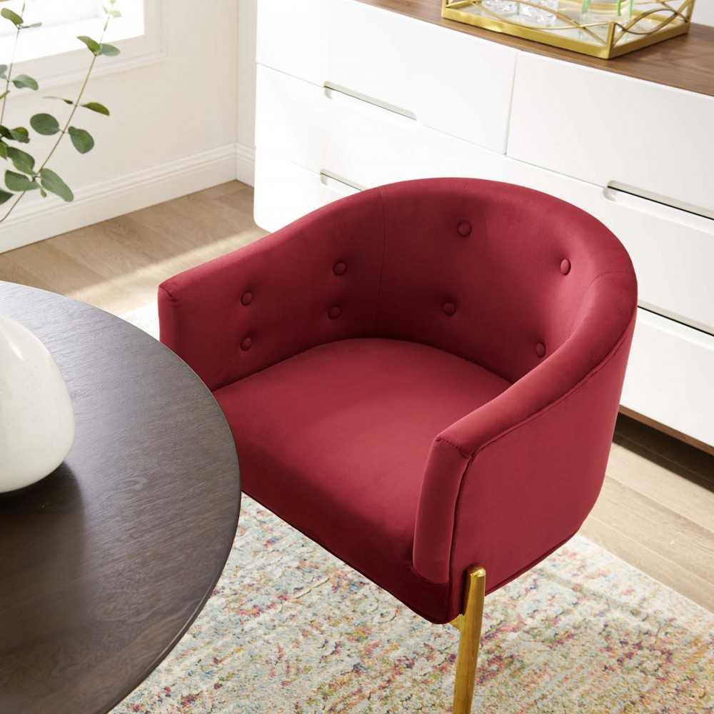 Savour Tufted Performance Velvet Accent Chair, Maroon