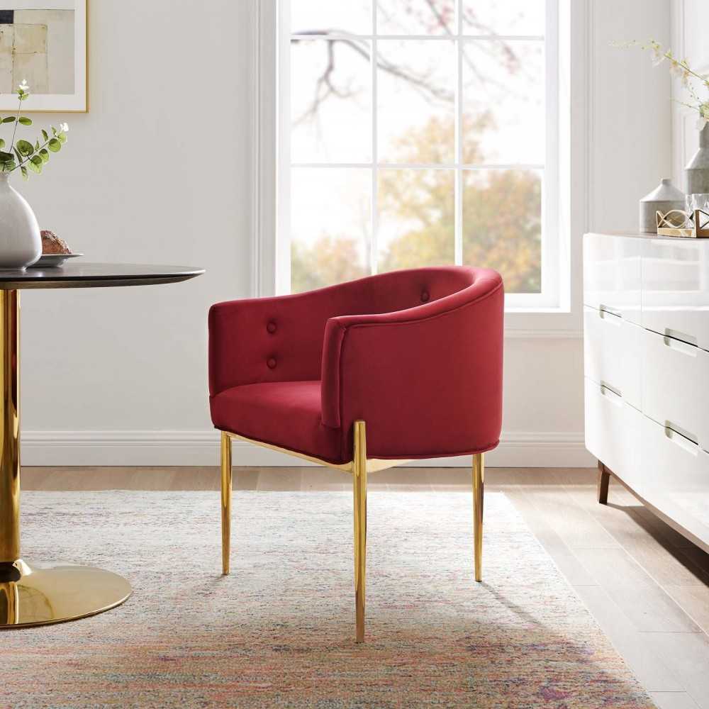 Savour Tufted Performance Velvet Accent Chair, Maroon