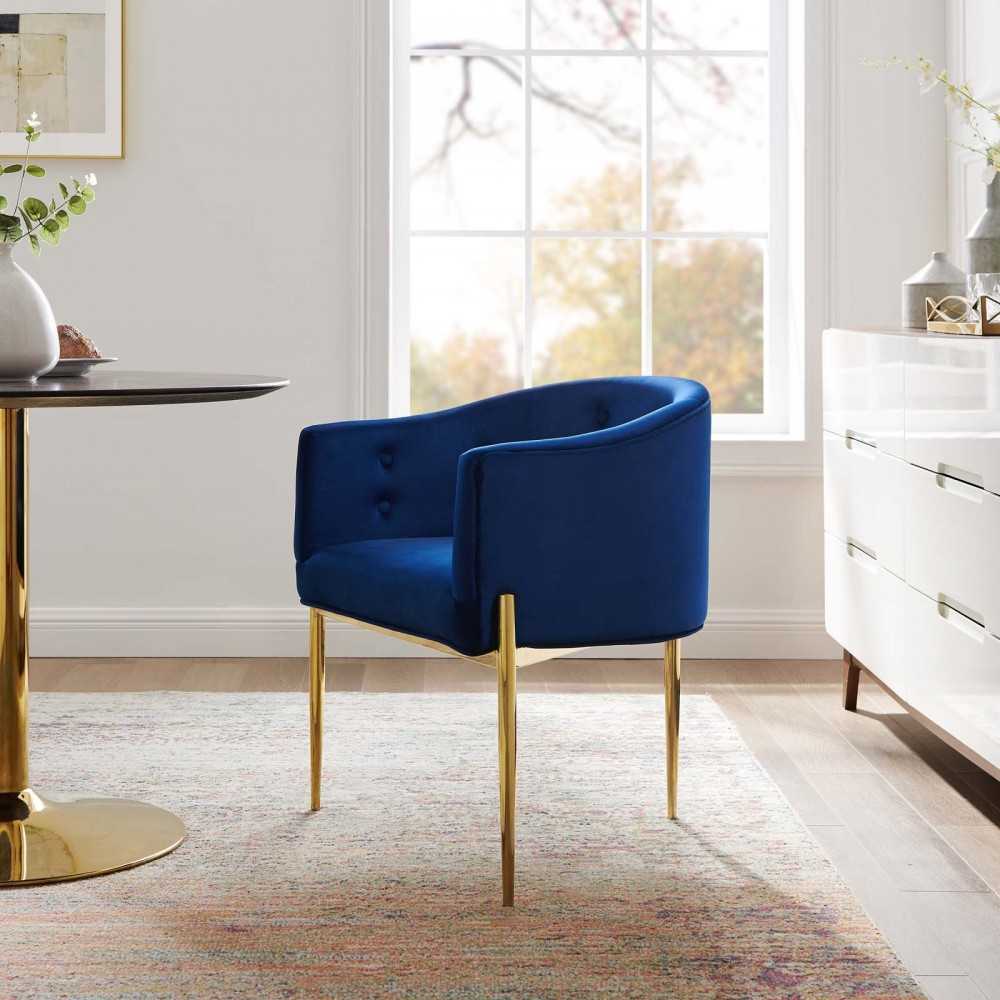 Savour Tufted Performance Velvet Accent Chair, Navy