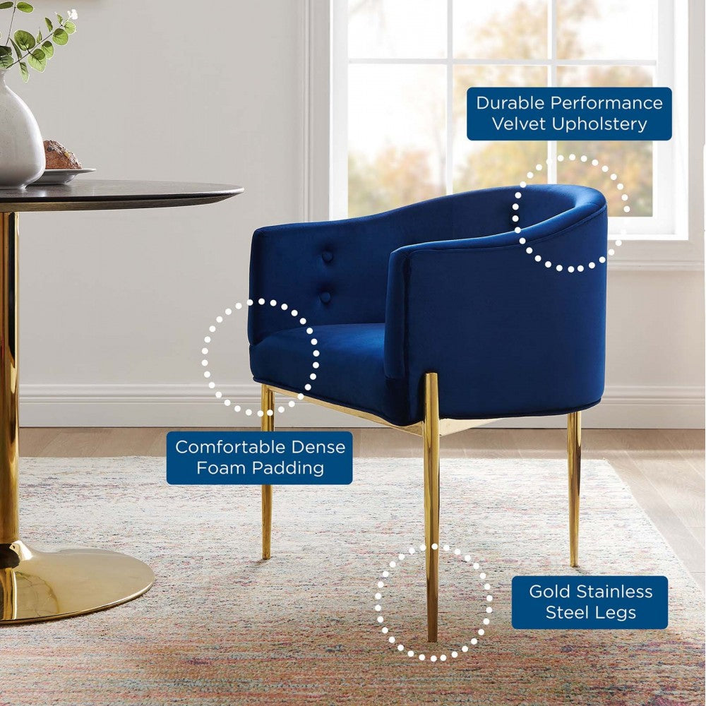Savour Tufted Performance Velvet Accent Chair, Navy