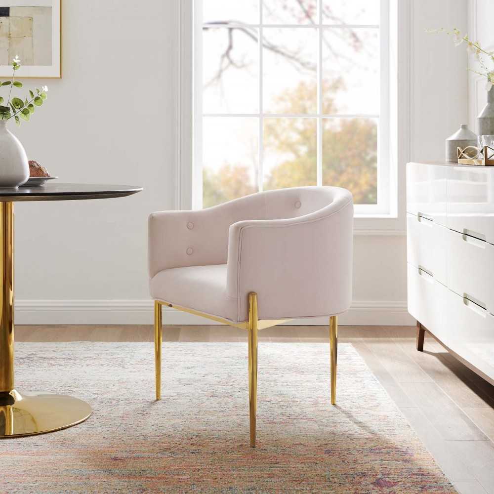 Savour Tufted Performance Velvet Accent Chair, Pink