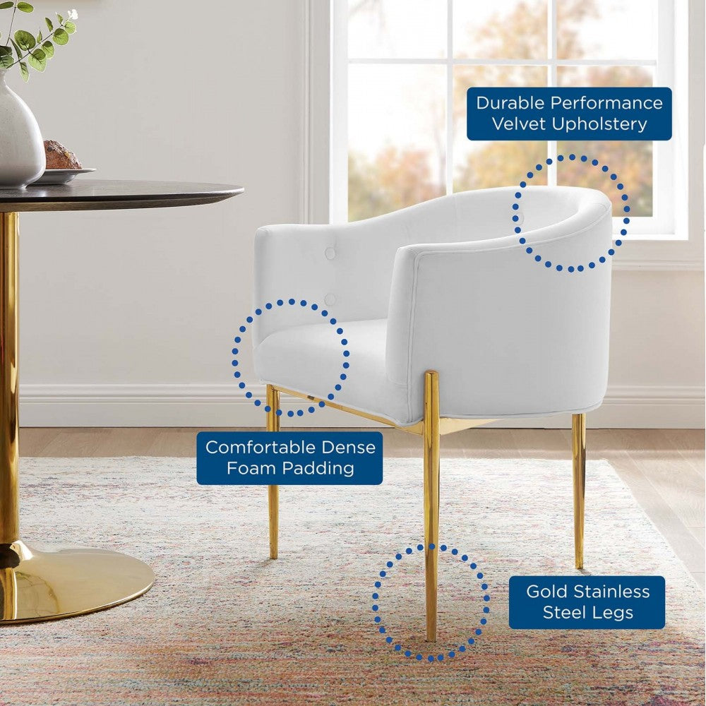 Savour Tufted Performance Velvet Accent Chair, White