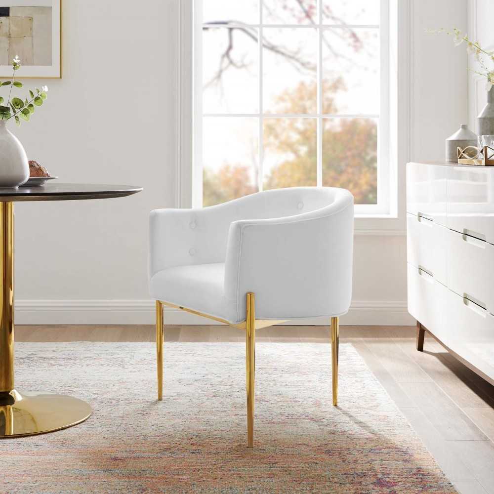 Savour Tufted Performance Velvet Accent Chair, White